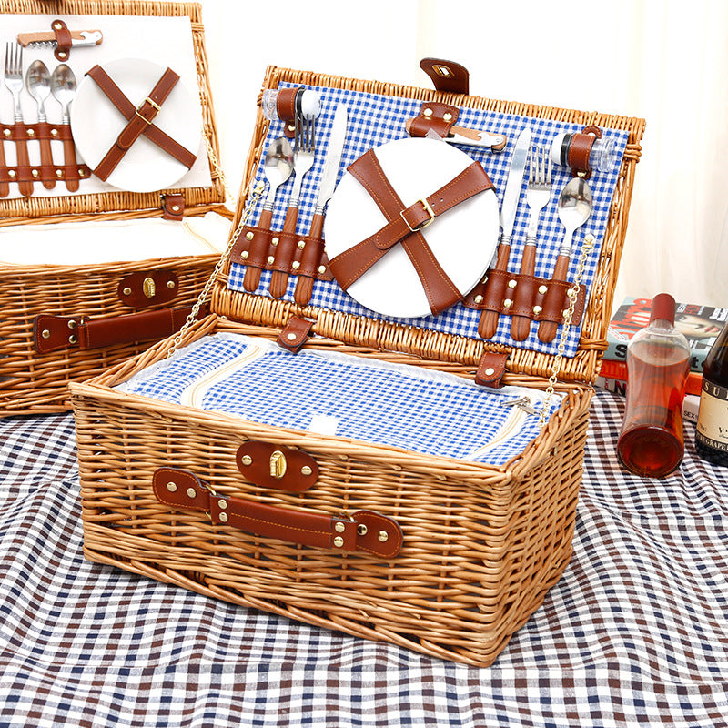 Large Picnic Basket Rattan Wicker Picnic Storage Basket