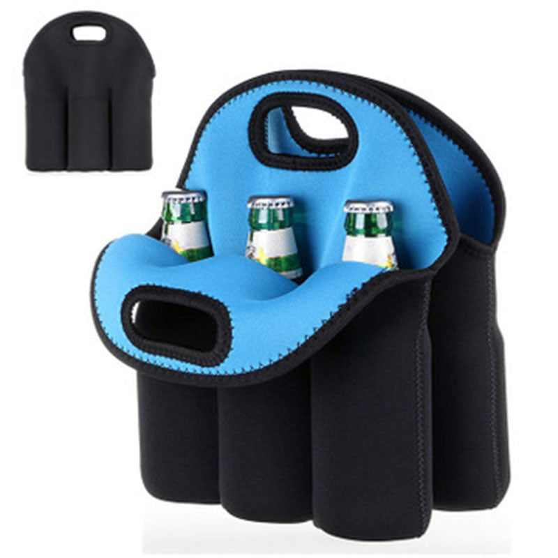 Neoprene Beer Bottle Cooler Sleeve Outdoor Portable 6 Pack Tote Bag