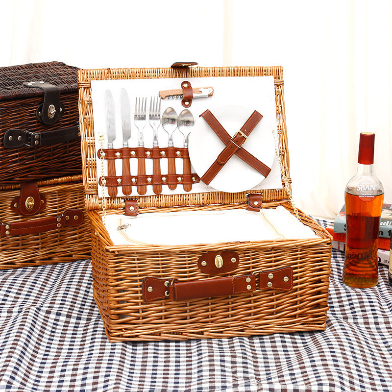 Large Picnic Basket Rattan Wicker Picnic Storage Basket