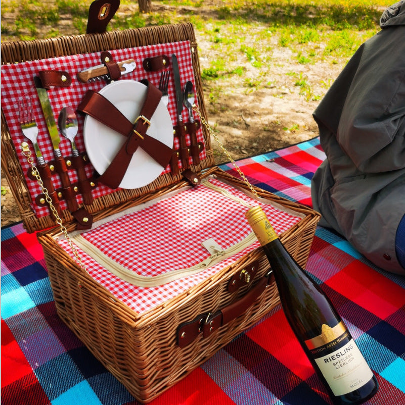 Large Picnic Basket Rattan Wicker Picnic Storage Basket