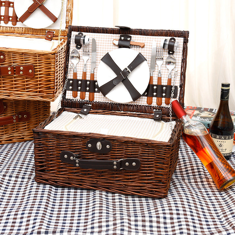 Large Picnic Basket Rattan Wicker Picnic Storage Basket